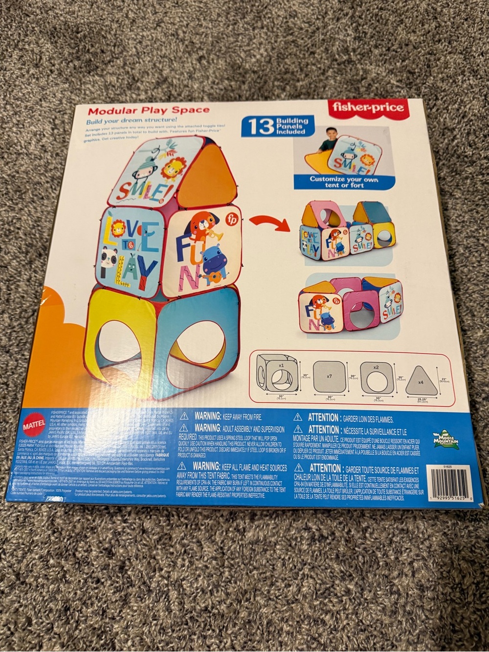 Fisher-Price Pink, Yellow & Blue Modular Play Space Cubes - Picture 2 of 2